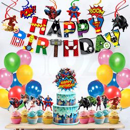 Zyozi Super Hero Theme Birthday Decorations Combo Multicolor - Pack of 43-picture-27