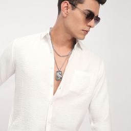 VASTRADO Men Classic Fit Textured Spread Collar Casual Shirt-picture-44