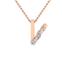 SHINE ETERNAL 14K Rose Gold Lab Grown Diamond "V" Alphabet Diamond Pendant-image-45
