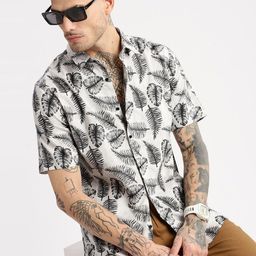 TIGER SNAKE Floral Printed Spread Collar Comfort Casual Shirt-image-50