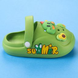 Oh! Pair Slip On Clogs with Back Strap Closure Dino Applique -  Green image 4