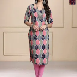 HERE&NOW Selection Of 2 Floral Printed Round Neck Straight Kurtas-picture-39