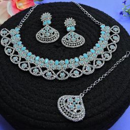 VATSALYA creation Rhodium-Plated Artificial Stones Alloy Jewellery Set-image-48