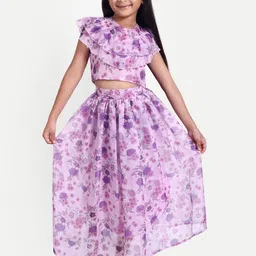 FEBVIBE Girls Printed Top with Skirt-image-97