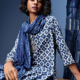 Taavi Floral Printed Block Print Legacy Kurta with Trousers & Dupatta-19