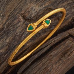 Kushal's Fashion Jewellery Green Gold-Plated Ethnic Antique Kada-image-71