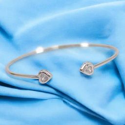 Taraash 925 Sterling Silver Heart Openable Rhodium Bangle For Women-25