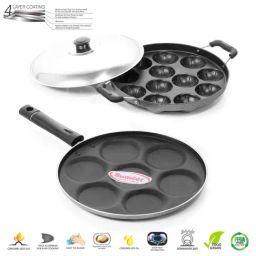 Sumeet Granite Finish NonStick Silver Aluminium Round Shape Grill Pan 1.9L-image-68