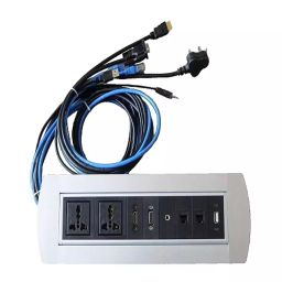 Techut Manual Revolving Cable Cubby Pop Up Box With 2 Power Socket (Silver)-2