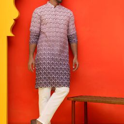 Jompers Men Floral Printed Regular Chikankari Kurta with Pyjamas-picture-12