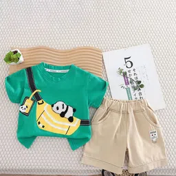 YK Kids Printed Short Sleeves Pure Cotton T-Shirt With Shorts-picture-24