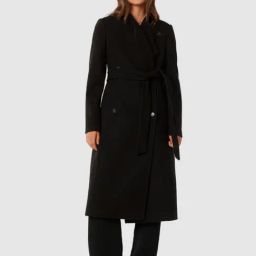 Forever New Black Blended Slim fit Coat-image-66