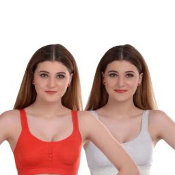 AROUSY Orange & White Cotton Beginner's Bras - Pack Of 2-picture-18