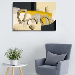999store Beige & Black Abstract Canvas Painting-image-34