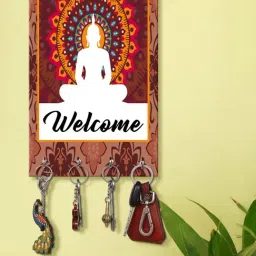 999Store Brown & White MDF  Key Holder - Set of 1-picture-0