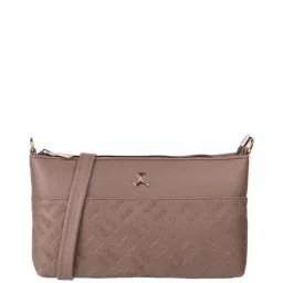 Mochi Brown Textured Medium Sling Handbag-13