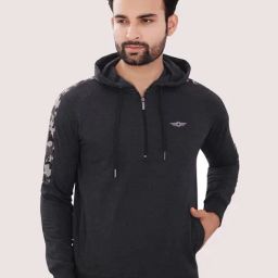 Force NXT Grey Cotton Regular fit Solid Hooded Sweatshirt-93
