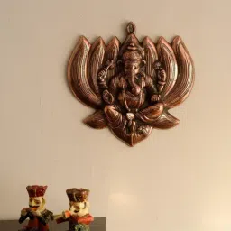 eCraftIndia Lord Ganesha on Lotus Metal Wall Hanging-40