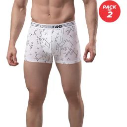 UnderJeans by Spykar White Printed Trunks - Pack of 2-image-90