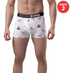UnderJeans by Spykar White Printed Trunks - Pack of 2-picture-12