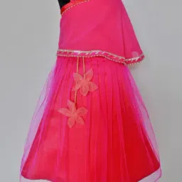 Many Frocks Kids Pink & Red Embellished Lehenga Choli-image-13