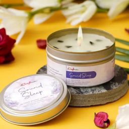 eCraftIndia Multicolor Soy Wax Sound Sleep Hand Poured Candle (100gm)-image-25