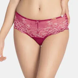 Amante Magenta Lace Work Hipster Panty-image-38
