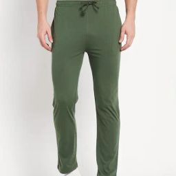 Octave Olive Green Cotton Regular Fit Trackpants-image-56