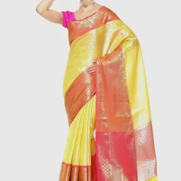 Banarasi Silk Works Yellow Woven Saree With Unstitched Blouse-picture-40