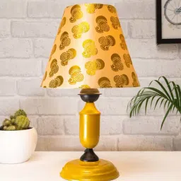 Homesake Murphy Golden & Beige Metal Table Lamp With Peacock Shade (LED Bulb Included)-17