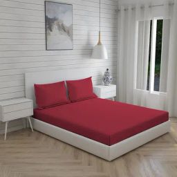 Boutique Living Kalpavriksha Printed Maroon 300 TC Cotton King Bed Sheet with 2 Pillow Covers-image-64