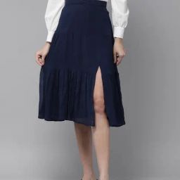 Rare Navy A-Line Midi Skirt-picture-9