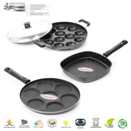 Sumeet Granite Finish NonStick Silver Aluminium Round Shape Grill Pan 1.9L-image-58