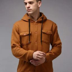 Showoff Brown Cotton Regular Fit Hooded Sweatshirt-image-50
