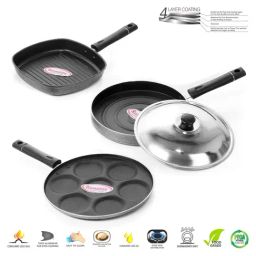 Sumeet Granite Finish NonStick Silver Aluminium Round Shape Grill Pan 1.9L-image-77