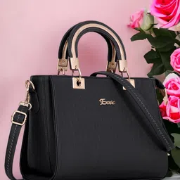 Exotic Black PU Structured Handheld Bag image 5