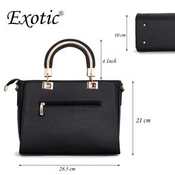 Exotic Black PU Structured Handheld Bag image 4