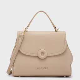 Caprese Beige Solid Small Satchel Handbag-image-27