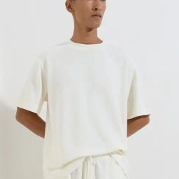 Studiofit by Westside White Textured Relaxed-Fit Cotton-Blend T-Shirt-image-35