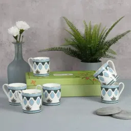 India Circus by Krsnaa Mehta Gardenia Dreams Printed Multicolor Bone China Melon Mug - 6 Pieces-image-16