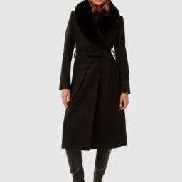 Forever New Black Blended Slim fit Coat-image-63