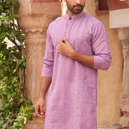 Jompers Lavender Regular Fit Embroidered Kurta-image-58