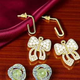 VAGHBHATT Gold-Plated Alloy Rhinestone Contemporary Earrings-picture-1