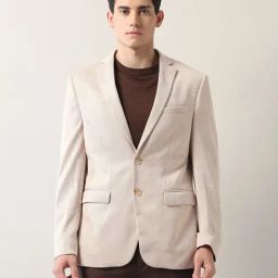 Arrow Beige Polyester Slim Fit Textured Blazer-image-4