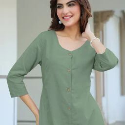 Janasya Green Solid Dress-picture-46