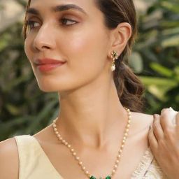 Rubans Gold-Tone Plated Green Set for Women-picture-8