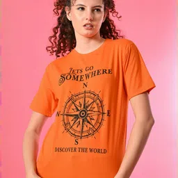 HERE&NOW Women Typography Printed Bio Finish T-shirt-picture-37