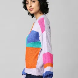 Only Multicolored Color-Block Pattern Pullover image 3
