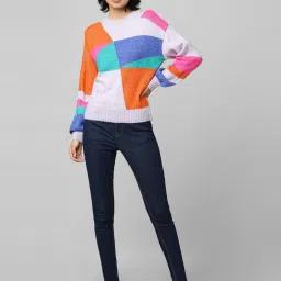 Only Multicolored Color-Block Pattern Pullover image 5