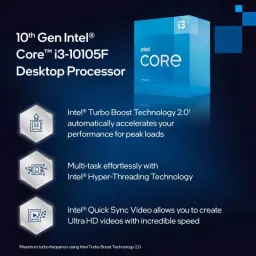 Intel Core i3-10105F 3.7 GHz Upto 3.7 GHz LGA 1200 Socket 4 Cores 8 Threads Desktop Processor (Blue) image 4